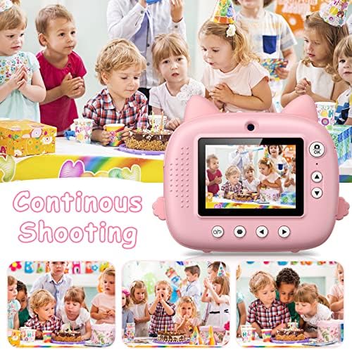 Kids Camera Instant Print, 3.0" HD Screen Kids Instant Cameras, Christmas Birthday Gifts for Girls Boys 3 4 5 6 7 8 9 10 Year Old, Portable Toddler Travel Toys with 32GB Card & 3 Rolls Printer Paper - Image 4