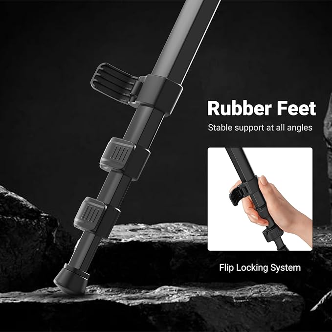 NEEWER Basics 66.5"/169 cm Travel Tripod for Camera, Lightweight Portable DSLR Stand with Ball Head, Arca Type QR Plate, Cell Phone Holder Compatible with iPhone Video Recording, Max Load 11 lb, TP12 - Image 3