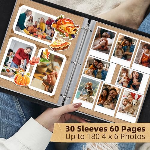 Vienrose 13"x11" Scrapbook Album Gift Set Faux Leather DarkBrown 60 Pages - Image 4
