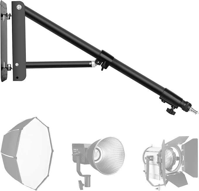 EMART Ring Light Wall Mount Boom Arm, Adjustable 51in/130cm Mounted Overhead Stand, 180°Rotation Heavy Duty Triangle Bracket Mounting Bar for Camera, Photography Lighting, Barber Led Lamp by EMART