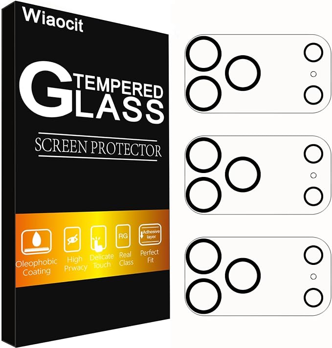 Wiaocit Tempered Glass Camera Lens Protector for iPhone 17 Pro Max | 3 Pack, 9H Hardness, Ultra HD, Anti-Scratch, Case Friendly by Wiaocit