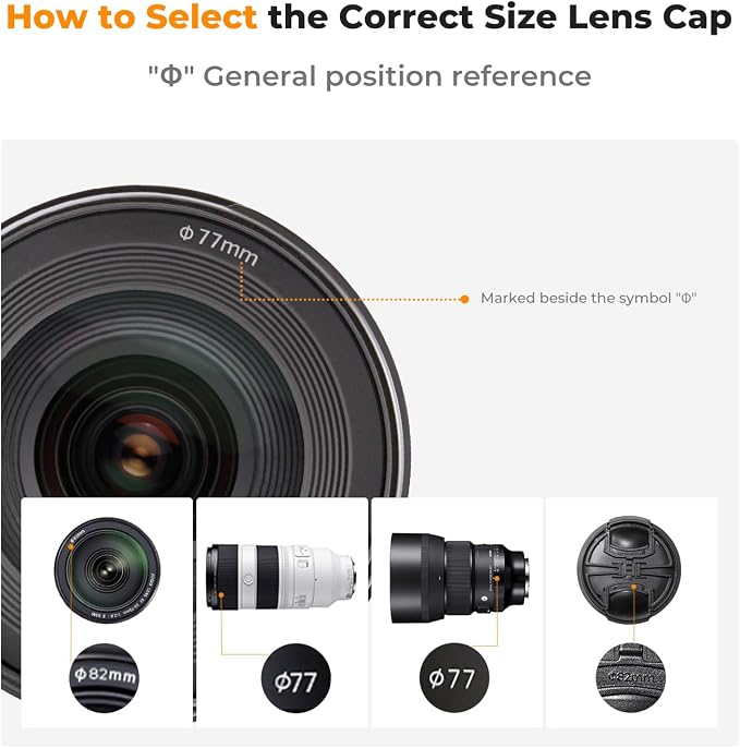 K&F CONCEPT 67mm Lens Cap, 9-in-1 Center Pinch Lens Cover + Anti-Loss | Keeper Leash + Microfiber Cleaning Cloth Kits Compatible with Nikon, Canon, Sony, Fujifilm Camera Lenses - Image 2