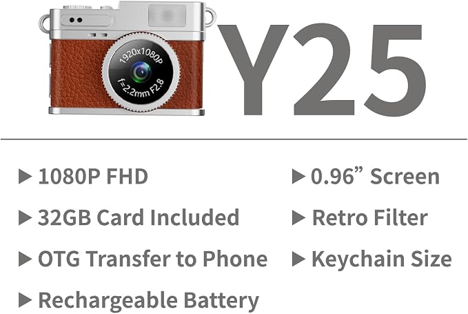 LKT 1080P Mini Keychain Camera with 32GB Card & OTG Adapter, Portable Pocket Digital Camera with Retro Filters & Screen, Tiny HD Camcorder for Phone Transfer, Travel, Kids and Gifts - Image 2