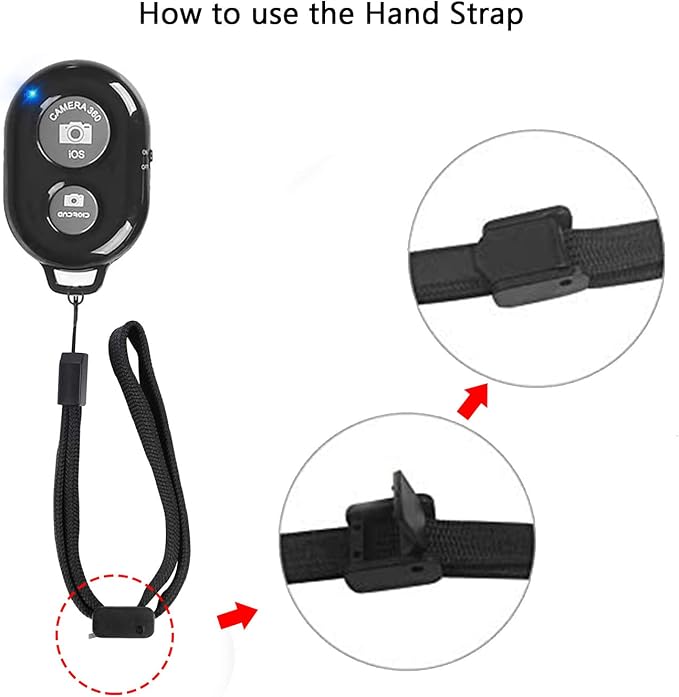 Cellphone Remote Shutter for Smartphones and Tablets, AOQIYUE Wireless Camera Remote Control Compatible with iPhone/Android Cellphone Wrist Strap Included (Black+Pink) - Image 7
