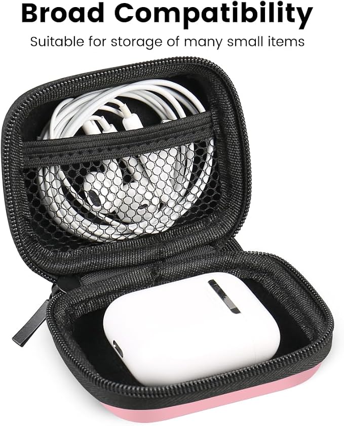 Earbud Case Holder, RISETECH Hard Earphone Travel Case Zipper Pouch Compatible with Wired Earbuds, TAGRY X08, Btootos A90 Pro, in Ear Monitor -Pink - Image 3