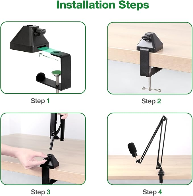 Heavy-Duty Metal Table Mount Clamp, Desk Table Mount C Clamp For Microphone Mic Suspension Boom Scissor Arm with Adjustable Screw, Fits up to 2.48 inches/6.2cm Desktop Thickness by SUNMON (Pack of 2) - Image 6