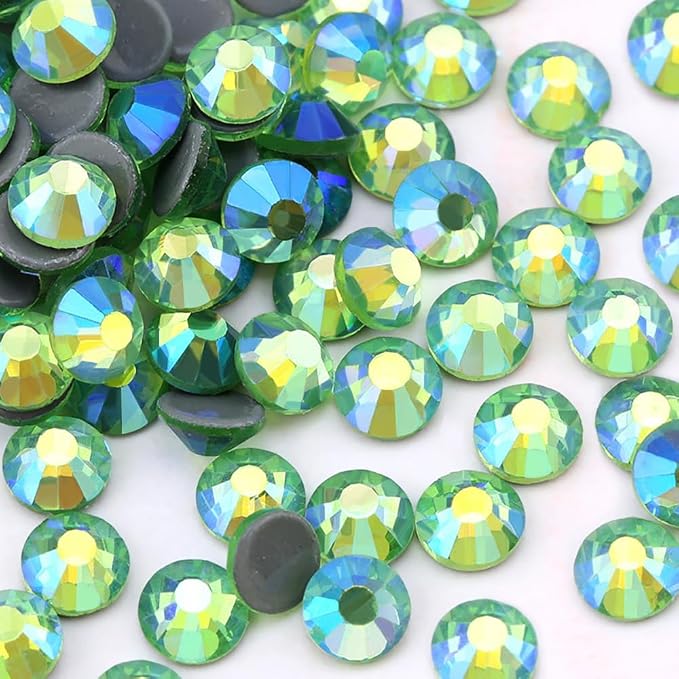 Jollin Hotfix Rhinestones Flatback Crystal Gems 6.4mm SS30, Light Green AB | 288pcs Hot Fix Crystals Glass Rhinestones for Bedazzling, Crafting, Clothes, Shoes & Accessories DIY Decoration by Jollin
