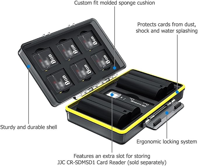 JJC Sony NP-FZ100 NP-FW50 Battery SD Memory Card Case Holder for 6 SD 2 Battery, Water-Resistant & Shockproof, Camera Battery Storage Organizer Box for Sony A9 III III A7RIV A7RIII A7III A7SIII A1 - Image 2