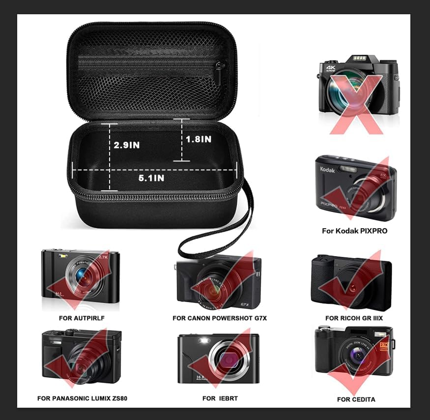 Digital Camera Case for Travel & Cruises, Case Only, Black Inner - Image 2