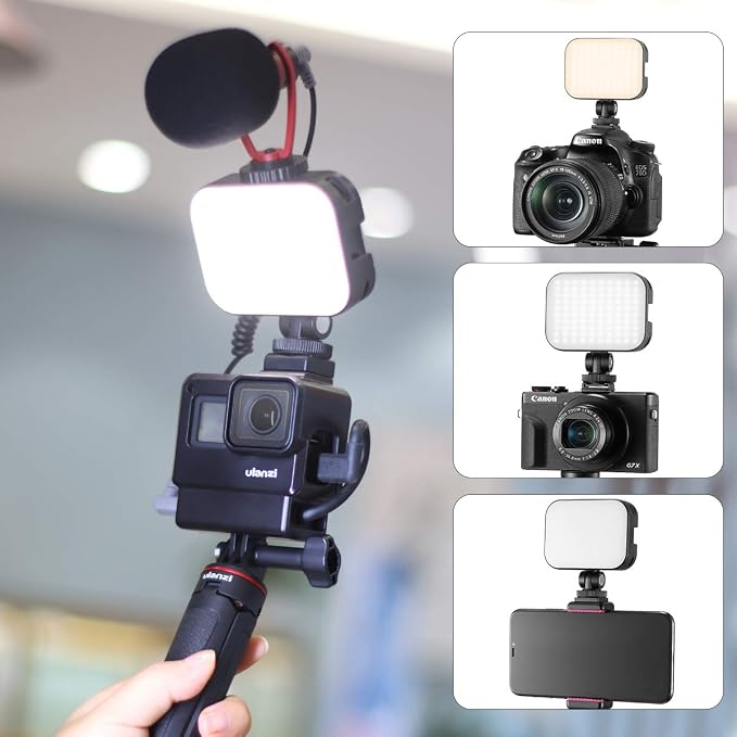 VIJIM VL100C 2 Pack Bi-Color on-Camera LED Video Light, 4 Cold Shoes CRI95 | with Dual Cold Shoe Mount Adapter, Mini Ball Head, Rechargeable 2000mAh Battery, Dimmable 2500-6500K, for DSLR Tripod Shoot - Image 5