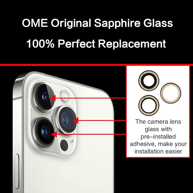 2PCS ASDAWN Back Rear Camera Lens Glass Replacement for iPhone 13 Pro Max and 13 Pro Camera Glass Lens Replacement with Pre-Installed Adhesive + Repair Tool Kit + Installation Manual - Image 4