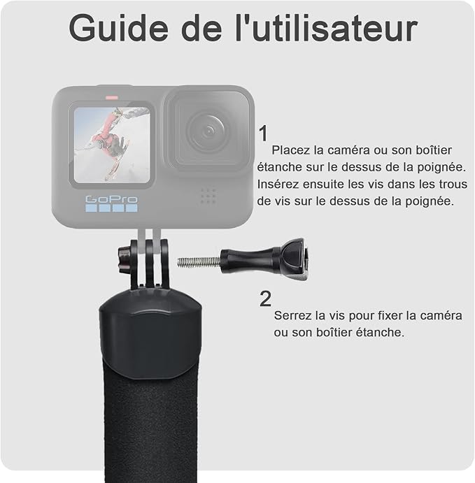 FitStill Waterproof Monopod Floating Hand Grip for Go Pro Hero 13/12/11/10/9/8/7/6/5/4k/max, DJI Osmo Action 6/5 pro/4/3, Insta 360 ace pro 2/X5/X4 Underwater Selfie Stick Grip - Image 5