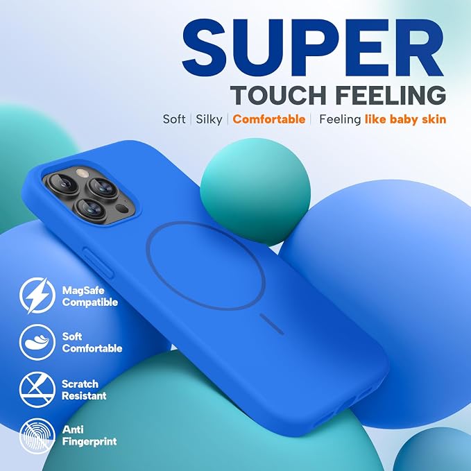 Miracase Silicone & Magnetic for iPhone 12 Pro Max Case, Mediterranean Blue | Compatible with MagSafe, Soft Microfiber Lining, Premium Silicone Case Shockproof Drop Protection Phone Case for 12 Pro Max - Image 4