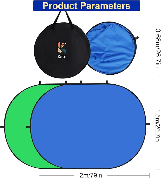 Kate Collapsible Pop-Up Blue Green Backdrop for Self-Tape Auditions 588 | Collapsible Backdrop 5'x6.5'Blue Green Portable Photography Background for Self-Tape Auditions, Professional Headshots - Image 2