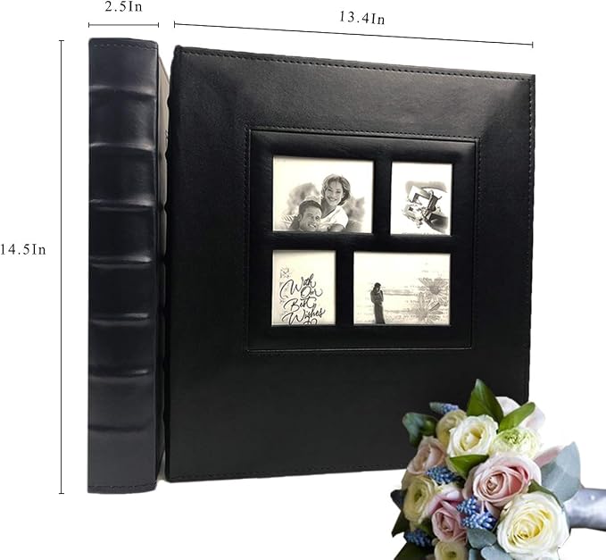 RECUTMS Photo Album 4x6 Pictures 600 Pockets Large Leather Baby Album Brown | Horizontal Vertical Pockets, Family PhotoBook with Front Window, Black Pages, Graduation Wedding Memory Book, Large Capacity - Image 7