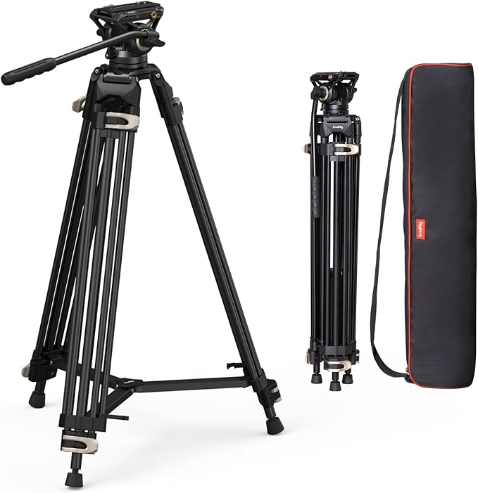 SmallRig AD-01 Video Tripod, 73" Heavy Duty Tripod with 360 Degree Fluid Head and Quick Release Plate for DSLR, Camcorder, Cameras 3751 by SmallRig