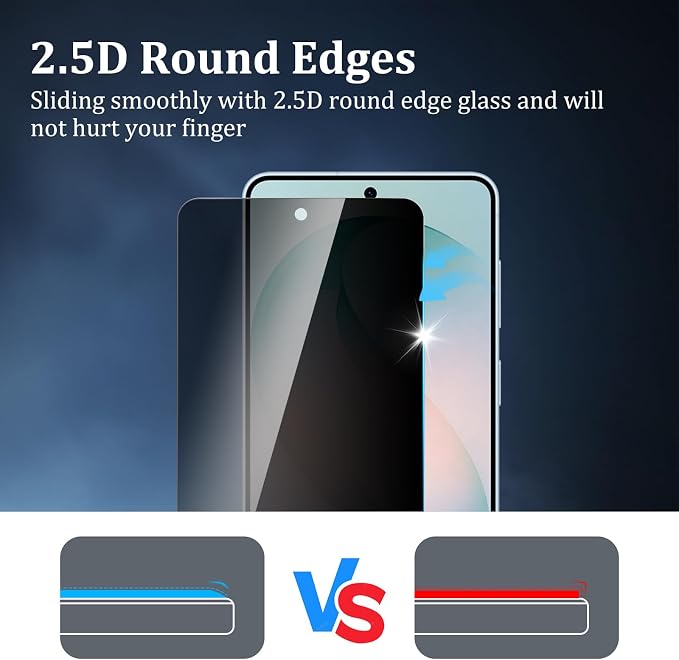 2 Pack Privacy Screen Protector for Samsung Galaxy S26 Plus | Tempered Glass Film, 9H Hardness, Anti-Spy, Anti-Scratch, Case Friendly, Easy Installation - Image 5