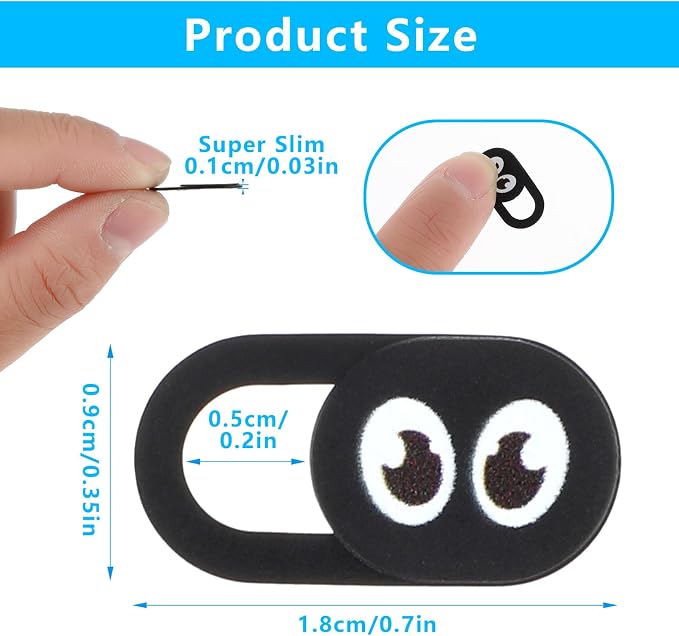 Thin Webcam Cover Slide, 8PCS Phone Laptop Camera Cover Slide Cute | Laptop Camera Blocker Slider Strong Adhesive Protect Privacy Security Compatible with Tablet Desktop PC Smartphones(Eye) - Image 3
