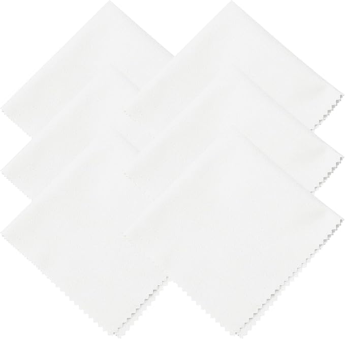 uxcell 6 Pcs Microfiber Cleaning Cloth for Glasses, 8 x 8 Inch Eyeglass Cleaning Cloth, Glasses Cleaner Wipes for Electronics Lenses Screens Cameras Cell Phones, Light White by uxcell