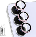 for Samsung Galaxy S25 FE Camera Lens Protector, Individual Metal Ring Tempered Glass Lens Cover, [Strong Adsorption] Scratch Resistant Ultra-Thin HD Clear Lens Cover, 1 Set-Pink Ring by Btscase