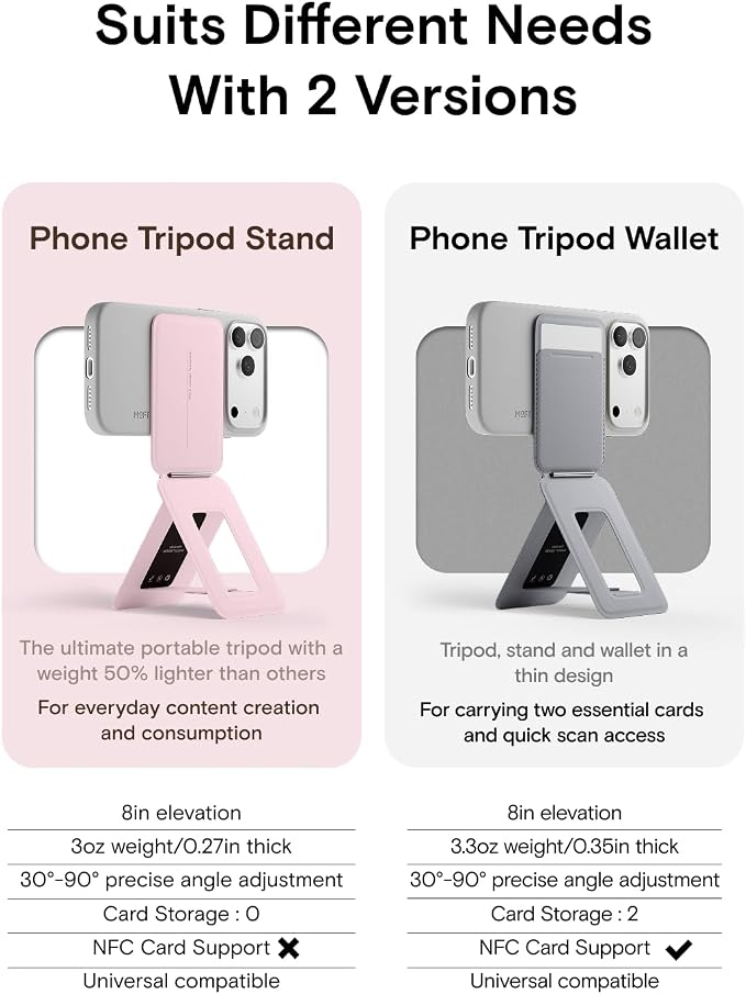 MOFT Phone Tripod Stand, Portable Selfie Stick for iPhone, Mulit-Angle | Pocket Size | Strong Magnets l MOVAS Leather | Magsafe Compatible | Easy to Charge | Stylish |For Content Creators - Image 2