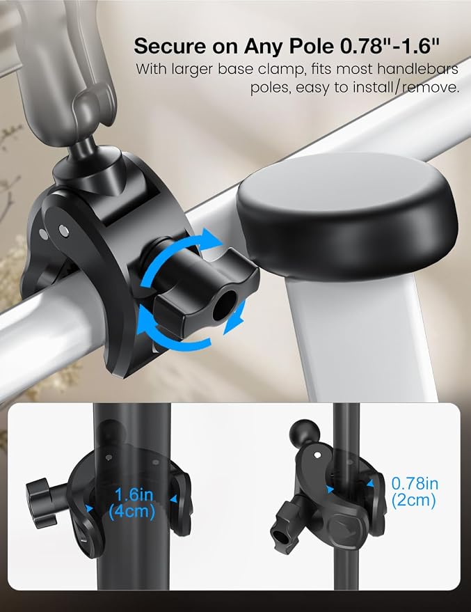 PLDHPRO Tablet Holder for Mic Stand,iPad Clamp Mount with Long Arm,360°Rotating Adjustable Tablet Mount for Microphone Stand,Fits 5.5"-14.6" iPad Pro 12.9, Galaxy,iPhone - Image 5