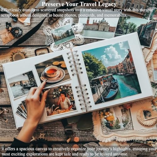 MARCADORUS White Scrapbook Album, 8 x 8 Inch Blank Scrap Book, 30 Sheets / 60 Pages (250gsm), Mini Memory Book with Ribbon, Acid Free & Archival Safe for Wedding, Travel and Guest Book. - Image 3