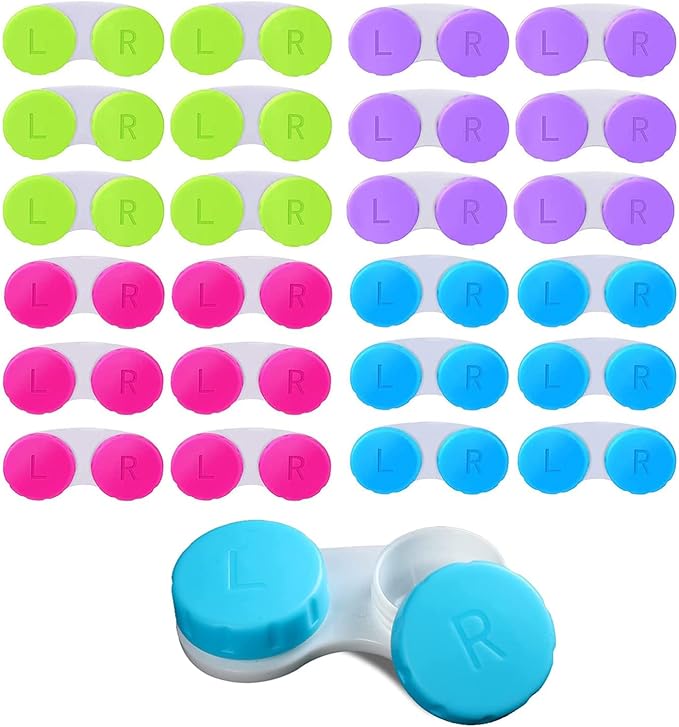 KISEER 24 Pack Colorful Contact Lens Case Box Holder Container Soak Storage Kit by KISEER