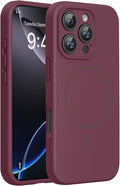 miracase Magnetic for iPhone 16 Pro Max Case, [Soft Anti-Scratch Microfiber Lining], Compatible with MagSafe, Liquid Silicone Case Shockproof Drop Protection Phone Case for 16 ProMax,Wine Red | Compatible with MagSafe, Soft Microfiber Lining, Premium S... by Miracase
