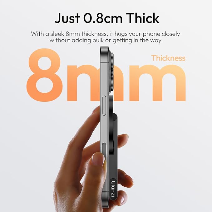 ULANZI MA60 Magnetic Phone Tripod Stand for iPhone, Aluminium Mini Tripod | Pocket Cell Phone Stand, N52 Strong Magnet, 8mm for Travel Vlog, Foldable Selfie Stick for iPhone 17 16 15 14 Series, Black - Image 4