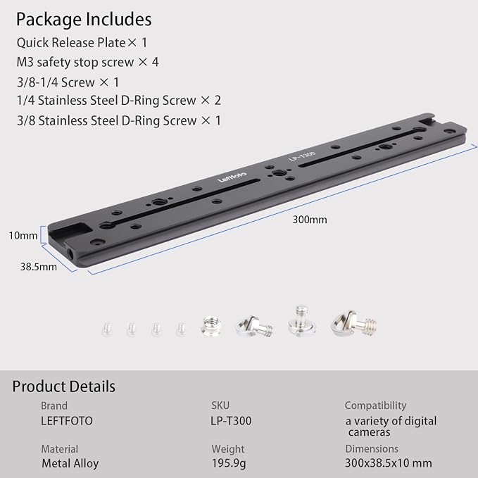 LEFTFOTO 300mm Dovetail Slide Rail,Arca Swiss Type Quick Release Plate - Image 7