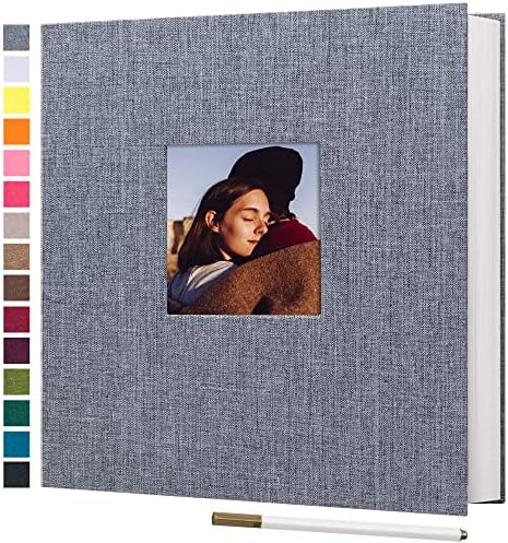potricher Self Adhesive Photo Album 80 Pages, Linen cover, Gray by potricher