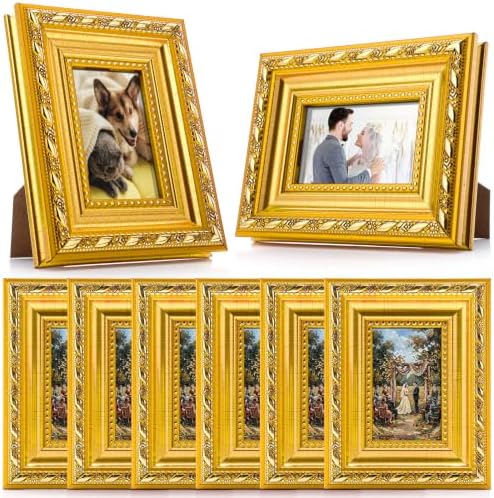 6 Pcs 2 x 3 Inch Small Gold Picture Frames Bulk Vintage by Unknown