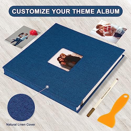 Photo Album Self Adhesive Pages Scrapbook 13.2x12.8 Blue 60 Pages - Image 4