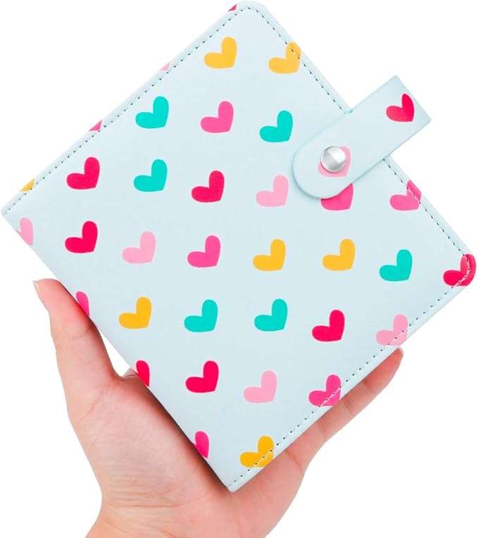 Ruibytree 112-Pocket Small Photo Album for 2x3 Pictures, Hearts Blue,1 Pack | Pocket-Size, PU Leather Cover, Snap Closure, Acid-Free Pages, Fits Polaroid 2x3 Photos, Kodak Mini Prints & ZINK Photos by 2x3PhotoAlbum4x6PhotoAlbum35x425PhotoAlbumGoPhotoAlbum85x11VinylStickerPaper