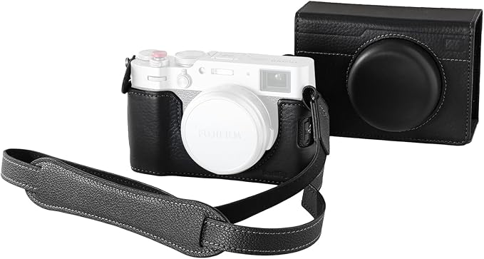 SMALLRIG Leather Half Case for FUJIFILM X100VI, Flip Cover, Shoulder Strap | Genuine Leather Material, Portable and Protecting (Black) by SmallRig