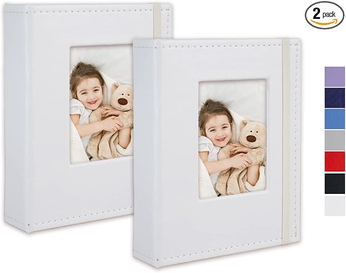 Small Photo Album 4x6, Pack of 2 Leather Photo Book, Each Mini 26-Page Album Holds 52 Photos, Art Presentation Folder for Postcards & Picture Storage by CHERRICH