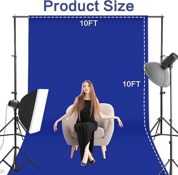 GFCC Royal Blue Backdrop Background - 10ftx10ft Blue Photo Backdrop for Photoshoot Photography Background Screen Video Recording Curtain | Non-Reflective, Polyester Curtain, Easy Hang, Multipurpose Screen for Studio Photo Booth, Video Recording, Portra... - Image 3