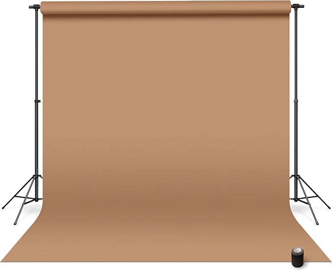 Denny Mfg Seamless Paper Backdrop for Photoshoot, Brown Latte, 86in x 36ft | Photography Backdrop, Matte Finish for Portraits, Product Photos and Video Shoots, with Free Roll Gaffer Tape (2 in x 13 ft) by DennyManufacturing