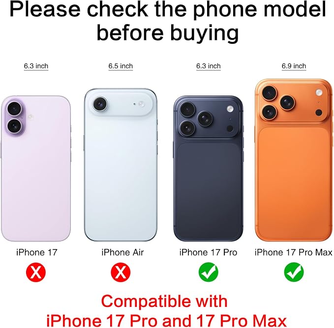 2PCS ASDAWN Back Rear Camera Lens Glass Replacement for iPhone 17 Pro Max and 17 Pro Camera Glass Lens Replacement with Pre-Installed Adhesive + Repair Tool Kit + Installation Manual - Image 2