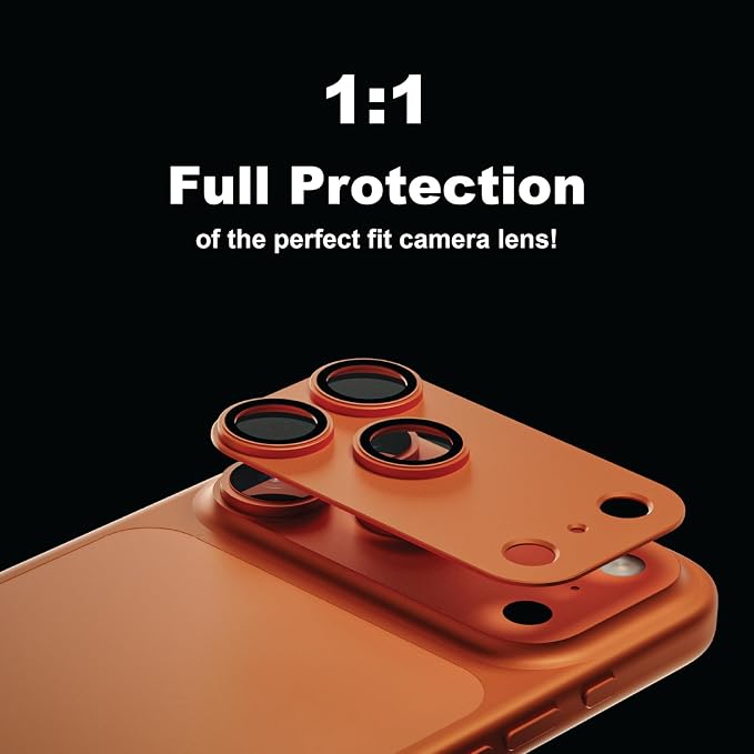for iPhone 17 Pro Max Camera Lens Protector, 2 Pack |Aerospace-Grade Aluminium | Full Protective Cover | Anti-Glare Sapphire Glass | Colour-Matched Finish White & Cosmic Orange - Image 2