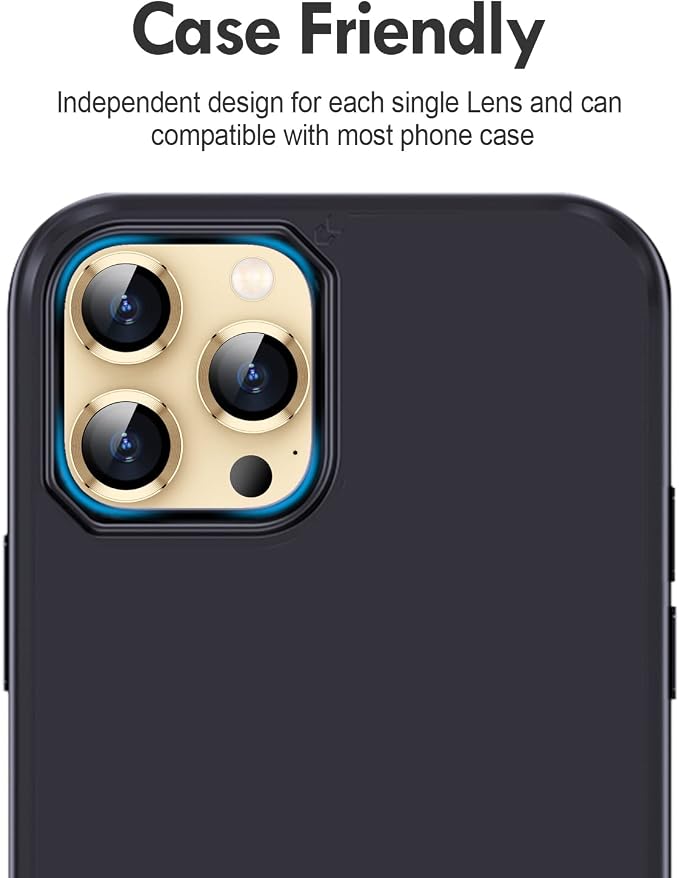 for iPhone 14 Pro/14 Pro Max Camera Lens Protector Cover, Gold | Individual Metal, 9H Hardness, Scratch Resistant, Shockproof, Drop Protection, Case Friendly, Stylish Accessories - Image 6