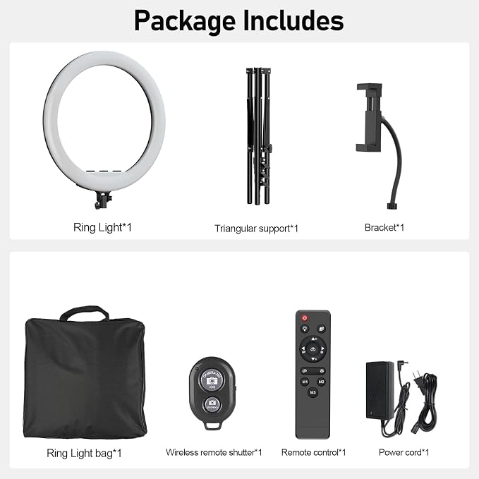 Hagibis 21 inch Ring Light with Stand Outer 55W 5600k Dimmable LED Light, Tripod Stand,and Phone Holder，Remote Controller,Carrying Bag ，CRI 97+ 2540lux, for Streaming Home Office Zoom Call Lighting - Image 7