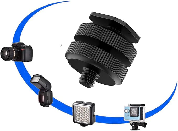 Camera Hot Shoe Mount(2 Pack) to 1/4"-20 Tripod Screw Adapter Flash Shoe Mount for DSLR Camera Rig - Image 5