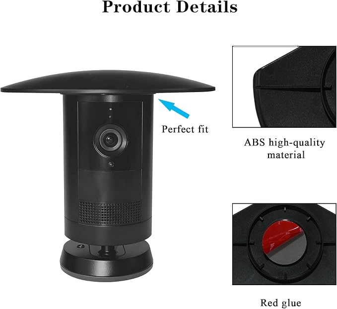 2Pack Sun Rain Shade Cover Compatible with Ring Outdoor Cam Plus,Weatherproof Camera Protective Shield for Resistant UV, Anti Glare,Easy to Install (Black) - Image 5