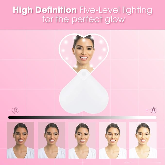 Riki Sweetheart Clip-On LED Makeup Mirror and Selfie Light, Rechargeable with Long-Lasting Battery, CRI 95+ for Phone, Laptop, and iPad, Film for TikTok, Instagram (White Sparkle) - Image 7