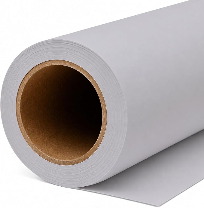 Yizhily Pursuit Grey Seamless Paper Backdrop, 53 in x 16.4 ft | Headshots; portrait photography; tabletop products; product shoots; small studio photoshoots by YizhilySeamlessBackgroundPaper