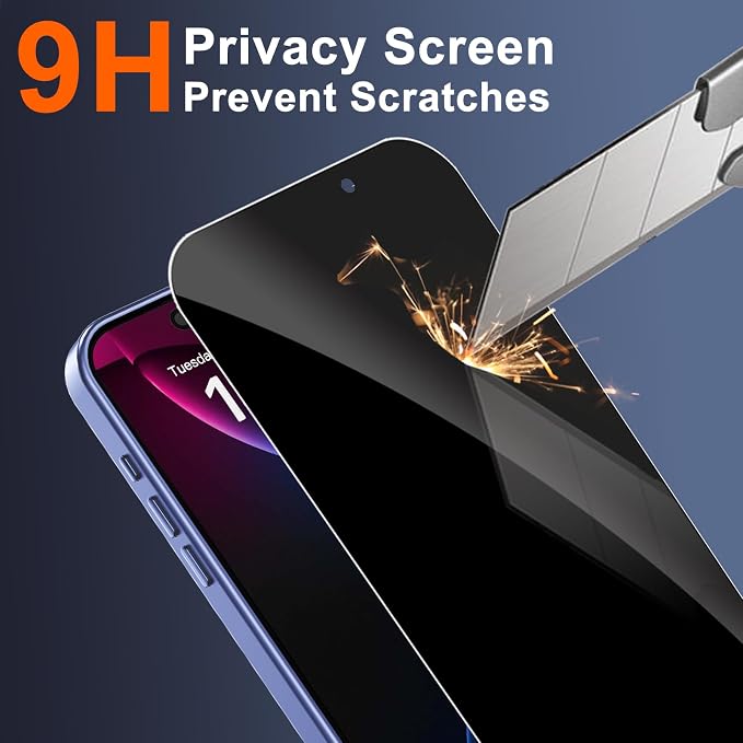 for iPhone 16 Case with Privacy Screen Protector, Light Blue | Full Camera Protection, Matte Translucent, Magnetic, Compatible with MagSafe, Shockproof Phone Cover, Slim Fit - Image 8