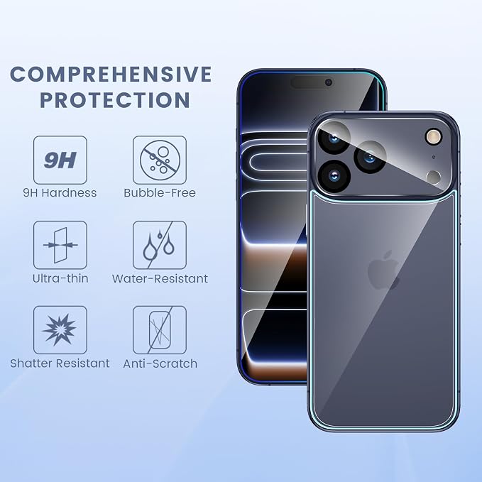Maxdara for iPhone 17 Pro Max Screen Protector (6.9 inches) | iPhone 17 Pro Max Back Screen Protector and Front Screen Protector with Camera Protector, 9H Hardness - Image 3