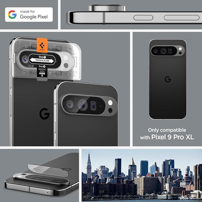 Spigen Glas.tR EZ FIT Optik Camera Lens Protector for Pixel 9 Pro XL | GlasTR EZ Fit Optik, 9H+ Tempered glass, Scratch resistant, Original photo quality, Auto-align tray, Case-friendly, 2Pack - Image 2